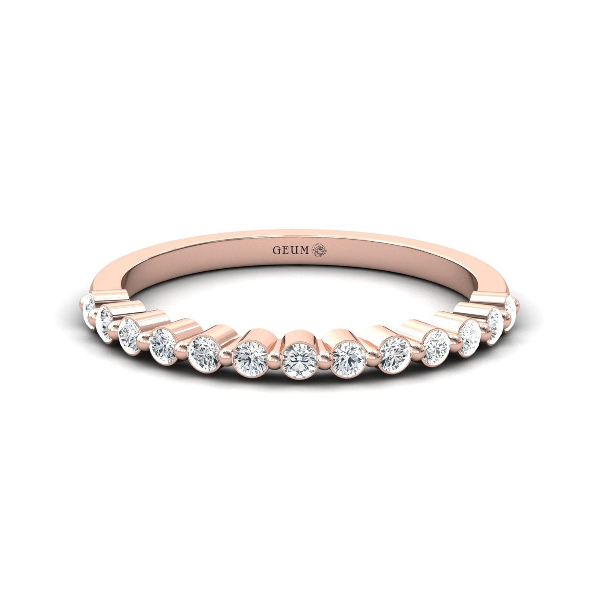 Real Diamond Engagement Ring, White/Yellow Custom Gold Ring, Rose Gold Modern Ring - GeumJewels