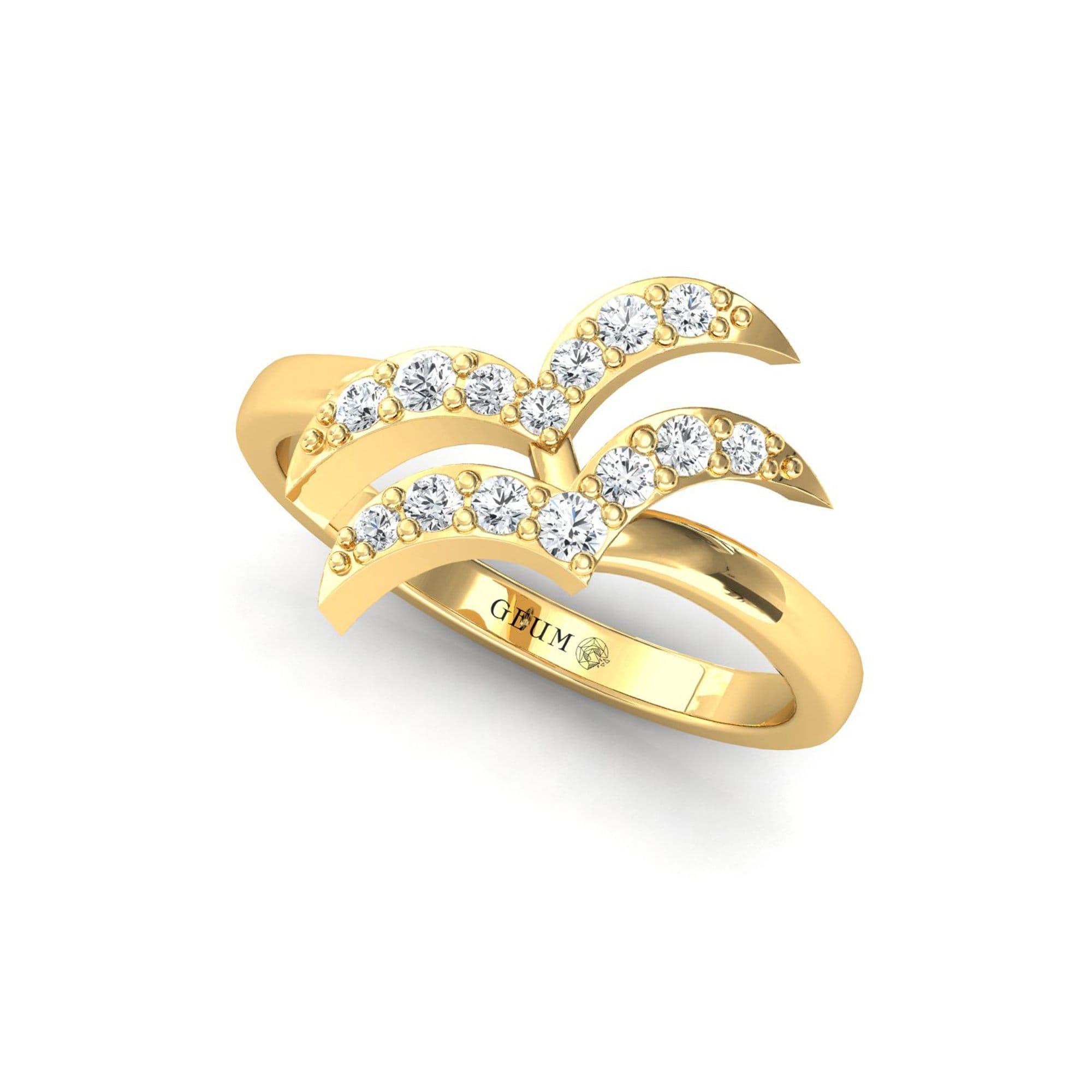 Unique Designer Aquarius Sign Gold Ring, Personalized Diamond Gold Jewelry, Aquarius Sign Diamond Ring - GeumJewels