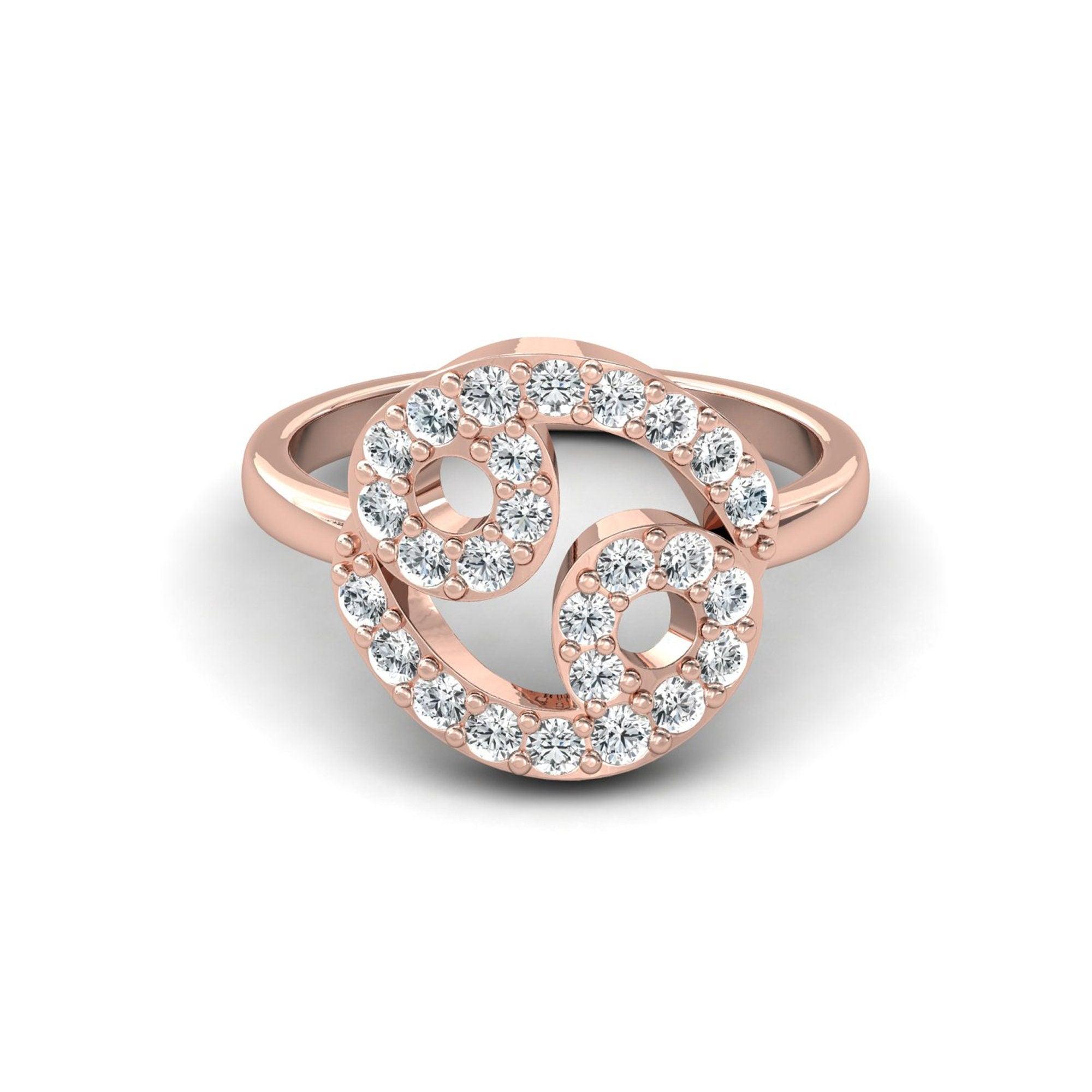 Sleek Design Cancer Zodiac Ring, Unique Zodiac Sign Engagement Ring, Personalized Diamond Gold Ring - GeumJewels