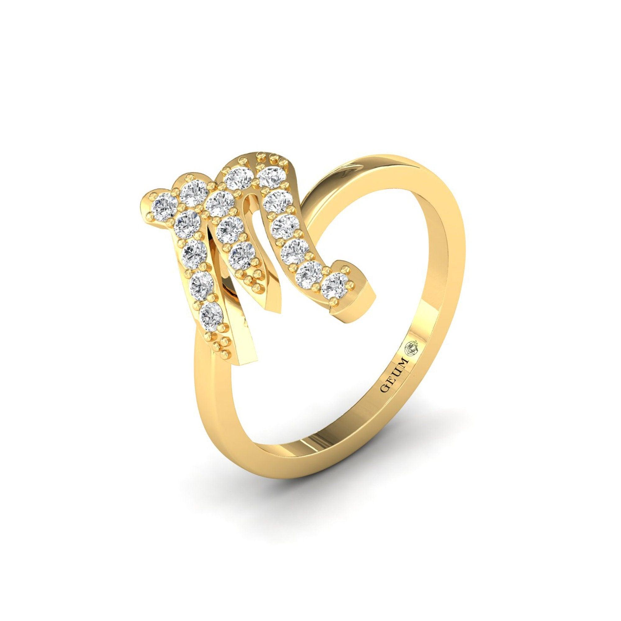 Handmade Solid Gold Scorpio Ring, Unique Designer Ring for Engagement, Zodiac Sign Gold Jewellery - GeumJewels