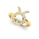 10kt14kt 18kt Solid Rose Gold Taurus Ring, Handmade Zodiac Sign Thin Gold Ring, Custom Natural Diamond Ring - GeumJewels