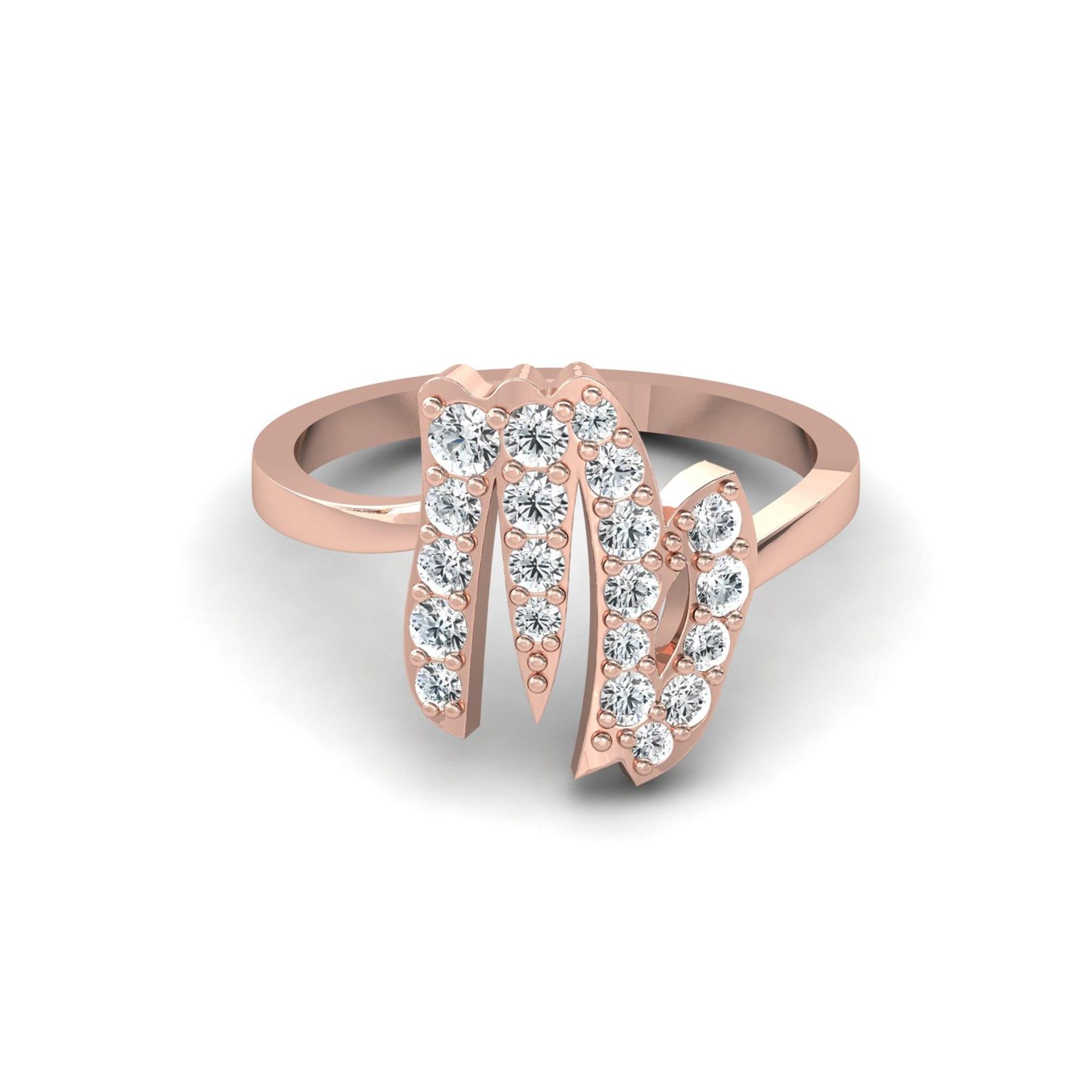 14Kt Solid Gold Virgo Zodiac Ring, Elegant Diamond Ring for Engagement, Virgo Sign Gold Jewelry - GeumJewels