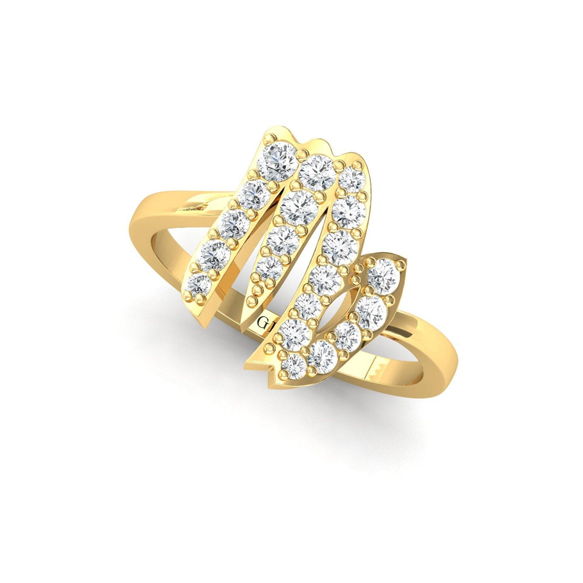 14Kt Solid Gold Virgo Zodiac Ring, Elegant Diamond Ring for Engagement, Virgo Sign Gold Jewelry - GeumJewels