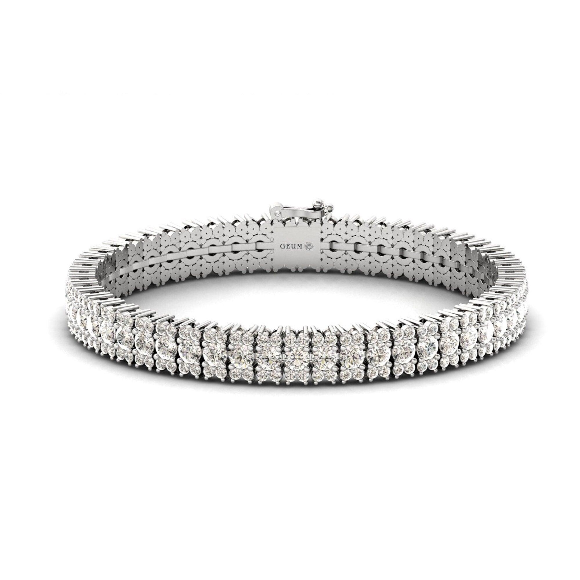 Diamond Gold Cut Bracelet, Real Diamond Designer Bracelet, Yellow/White Gold Bracelet - GeumJewels