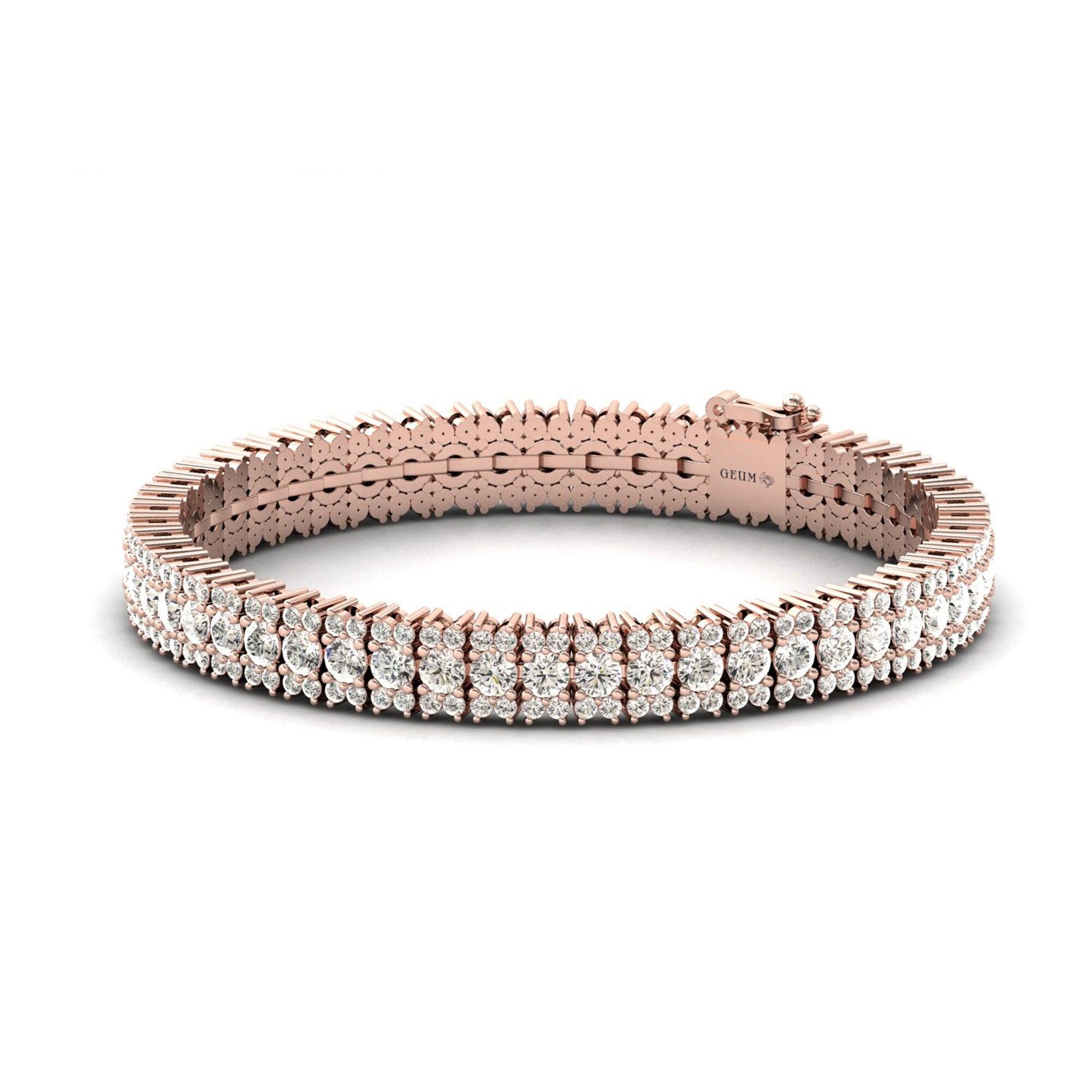 Diamond Gold Cut Bracelet, Real Diamond Designer Bracelet, Yellow/White Gold Bracelet - GeumJewels
