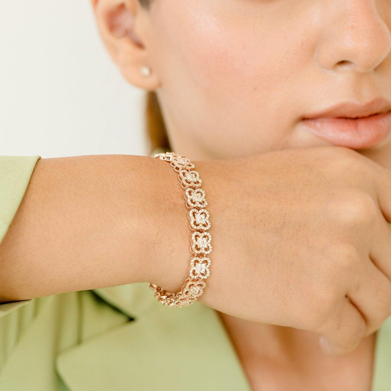 Elegant Diamond Cut Bracelet, Custom Gold Bracelet for Women, Yellow/White Gold Bracelet - GeumJewels