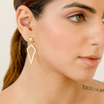 Genuine Gold Dangle Earrings, White/Yellow Gold Earrings for Ladies, Natural White Diamond Earrings, Designer Gift for-Wedding - GeumJewels