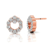 Circle Diamond Studs Earring, 10k Round Stud Earring, Diamond Jewelry, Anniversary Gift, Solid Gold Studs