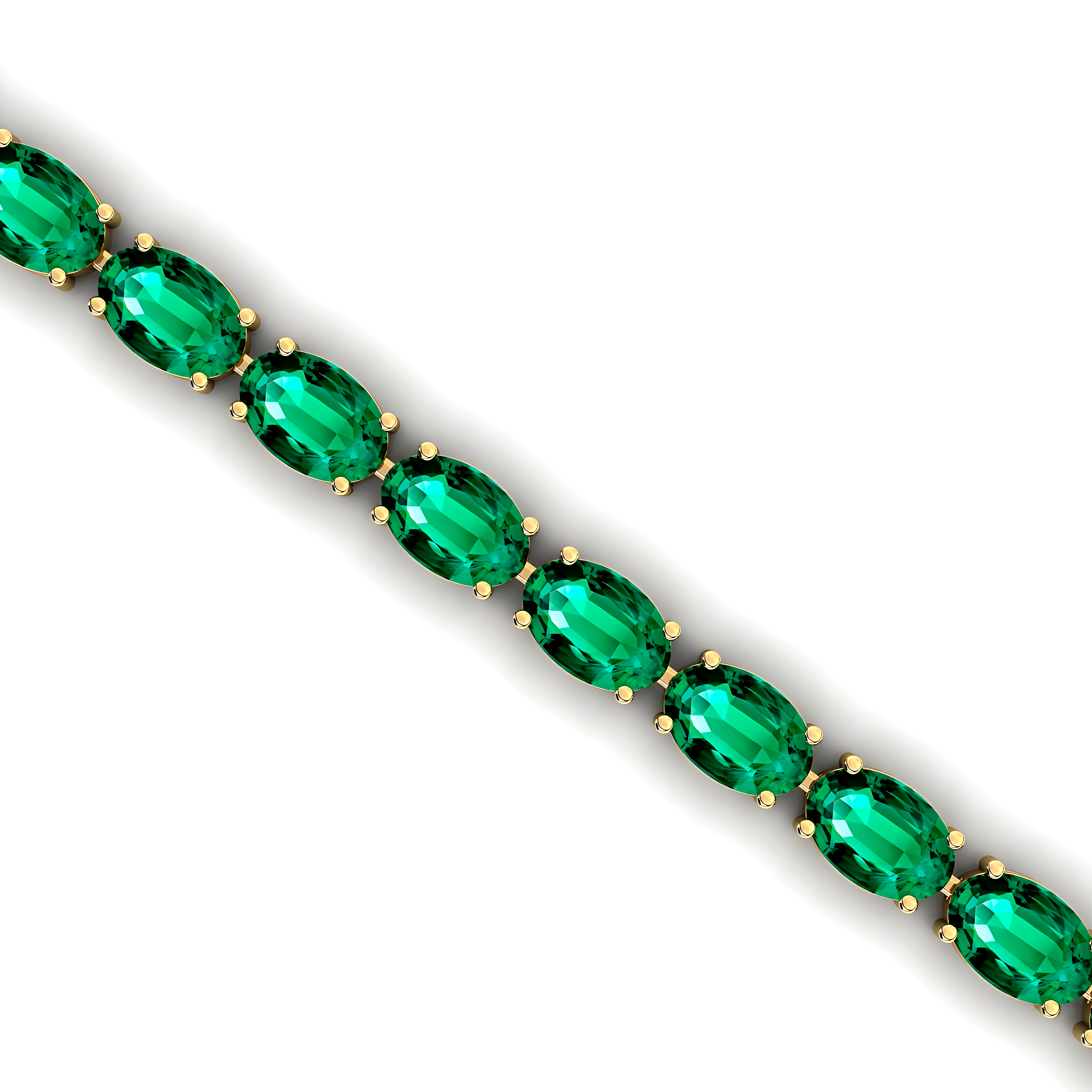 Oval Emerald Gold Tennis Bracelet - 14k 18k Solid Yellow Gold Green Gemstone Fine Bridal Wedding Jewelry Anniversary Gift For Women - GeumJewels