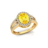 Solitaire Oval Yellow Sapphire Split Shank Diamond Engagement Ring