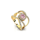 Solitaire Round Morganite Cocktail Diamond Ring