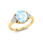 Trio Diamond Engagement Ring with Oval Cut Aquamarine - GeumJewels