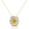 Double Halo Diamond Cushion Cut Yellow Sapphire Necklace - GeumJewels