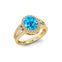 Solitaire Oval Swiss Blue Topaz Split Shank Diamond Engagement Ring - GeumJewels