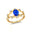 Flower Inspired Ring with Oval Shaped Blue Sapphire and Accent Diamonds - GeumJewels