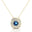 Double Halo Diamond Cushion Cut London Blue Topaz Necklace - GeumJewels