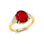 Trio Diamond Engagement Ring with Oval Cut Ruby - GeumJewels