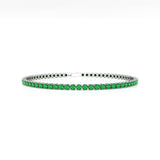 Round Emerald Tennis Bracelet, 14kt Yellow Gold, May Birthstone Dainty Jewelry