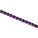 Pulsera tenis de amatista de oro de 14 quilates y 2 mm: Joyas de boda de piedra de nacimiento de febrero