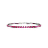 Natural Pink Sapphire 14kt White Tennis Bracelet, Dainty Stackable Birthstone Jewelry