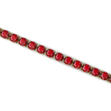 Pulsera de tenis de oro amarillo de 14 quilates con rubí rojo natural, joyas de piedra natal de julio para mujer