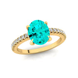 Oval Solitaire Paraiba Tourmaline with Accent Diamonds Engagement Ring