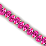 14kt Solid Gold Pink Sapphire Tennis Bracelet: Dainty Pear Teardrop Gemstone Bridal Jewelry - GeumJewels