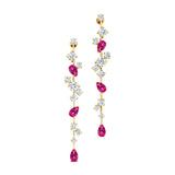 Fancy Pink Sapphire Cluster Drop Earrings