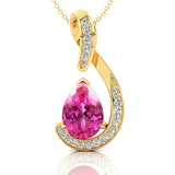 Designer Diamond Loop Pendant with Teardrop Shaped Pink Sapphire