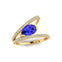 Fashionable V Shaped Diamond Ring with Pear Cut Tanzanite - GeumJewels