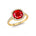 Halo Diamond Engagement Ring with Cushion Cut Ruby - GeumJewels