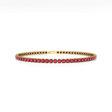 Pulsera de tenis de oro amarillo de 14 quilates con rubí rojo natural, joyas de piedra natal de julio para mujer