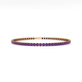 Pulsera tenis de amatista de oro de 14 quilates y 2 mm: Joyas de boda de piedra de nacimiento de febrero