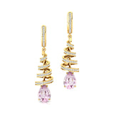 Spiral Diamond Pear Cut Morganite Dangle Earrings