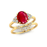 Ruby Solitaire Gemstone Ring With Stackable Diamond Band