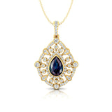 Art Deco Inspired Teardrop Alexandrite Diamond Pendant