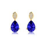 Illussion Set Diamond Earrings with Pear Cut Tanzanite