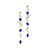 Fancy Blue Sapphire Cluster Drop Earrings