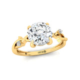 Criss Cross Nature Inspired Diamond Ring with Round Lab Diamond