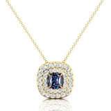 Double Halo Diamond Cushion Cut Alexandrite Necklace