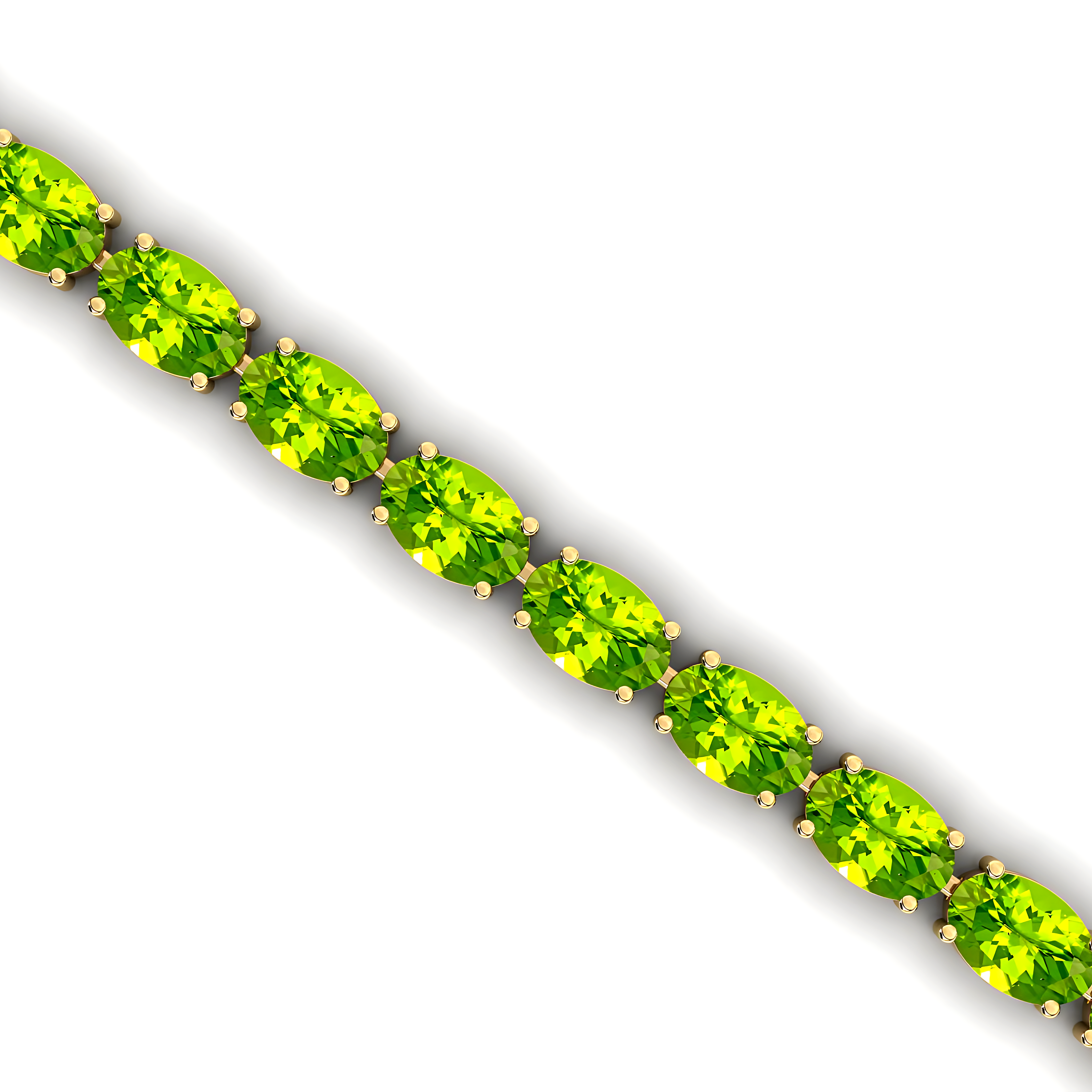 Peridot Tennis Bracelet 14k 18k Fine Yellow Gold Bridal Wedding Jewelry Engagement Gift For Mother - GeumJewels
