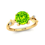 Criss Cross Nature Inspired Diamond Ring  with Round Peridot