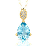 Illussion Set Diamond Pendant with Pear Cut Aquamarine