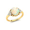 Trio Diamond Engagement Ring with Oval Cut Opal - GeumJewels