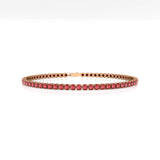 Pulsera de tenis de oro amarillo de 14 quilates con rubí rojo natural, joyas de piedra natal de julio para mujer
