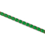 Round Emerald Tennis Bracelet, 14kt Yellow Gold, May Birthstone Dainty Jewelry