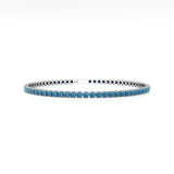 Natural London Blue Topaz Tennis Bracelet 14kt White Gold Dainty Jewelry