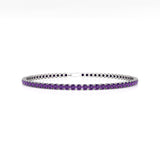 Pulsera tenis de amatista de oro de 14 quilates y 2 mm: Joyas de boda de piedra de nacimiento de febrero