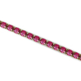 Natural Pink Sapphire 14kt White Tennis Bracelet, Dainty Stackable Birthstone Jewelry