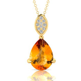 Illussion Set Diamond Pendant with Pear Cut Citrine